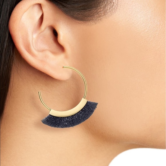 MADEWELL Fringe Hoop Earrings in Hematite Lurex - Picture 8 of 8